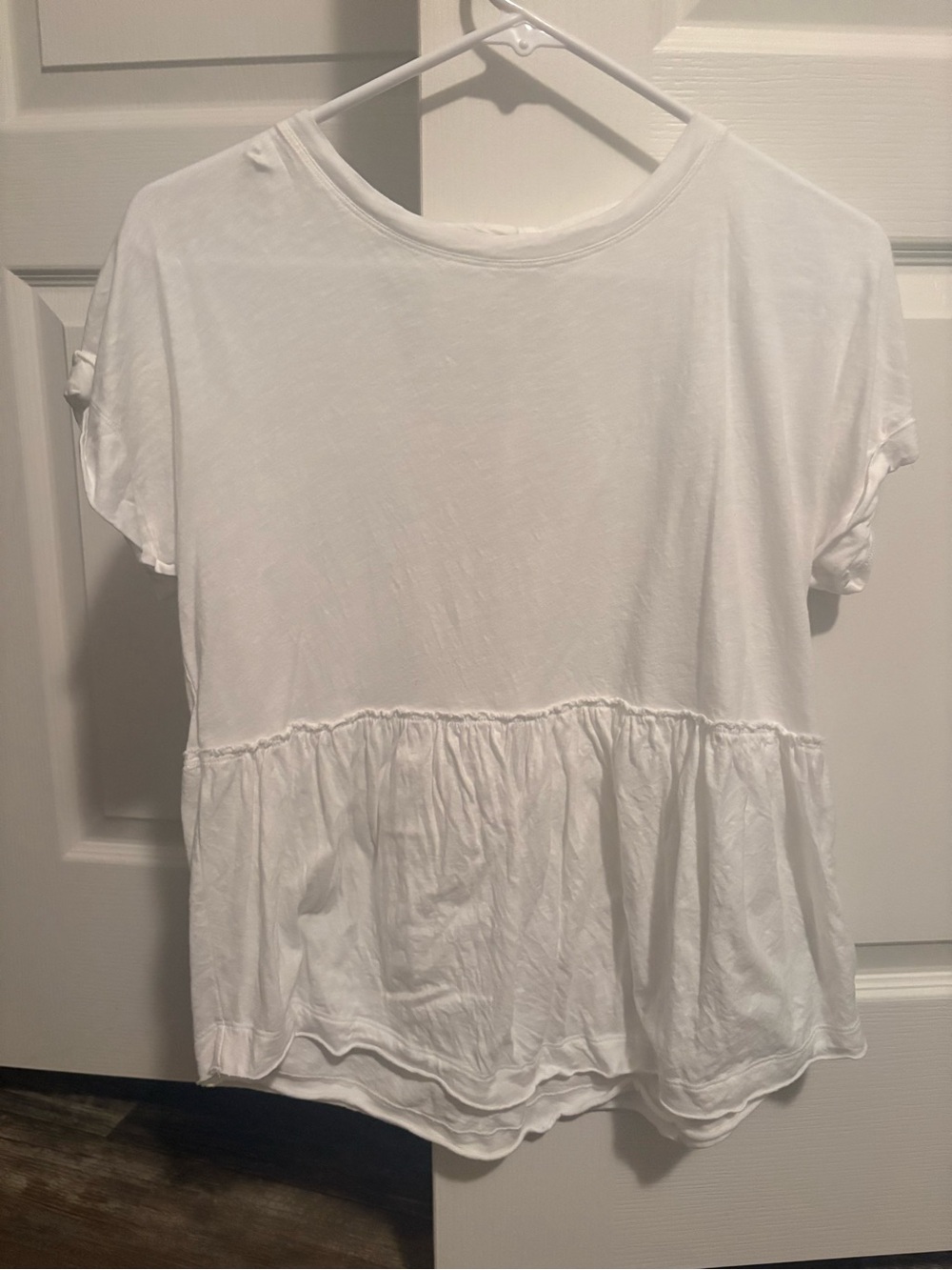 American Eagle Outfitters White Short Sleeve Peplum Top